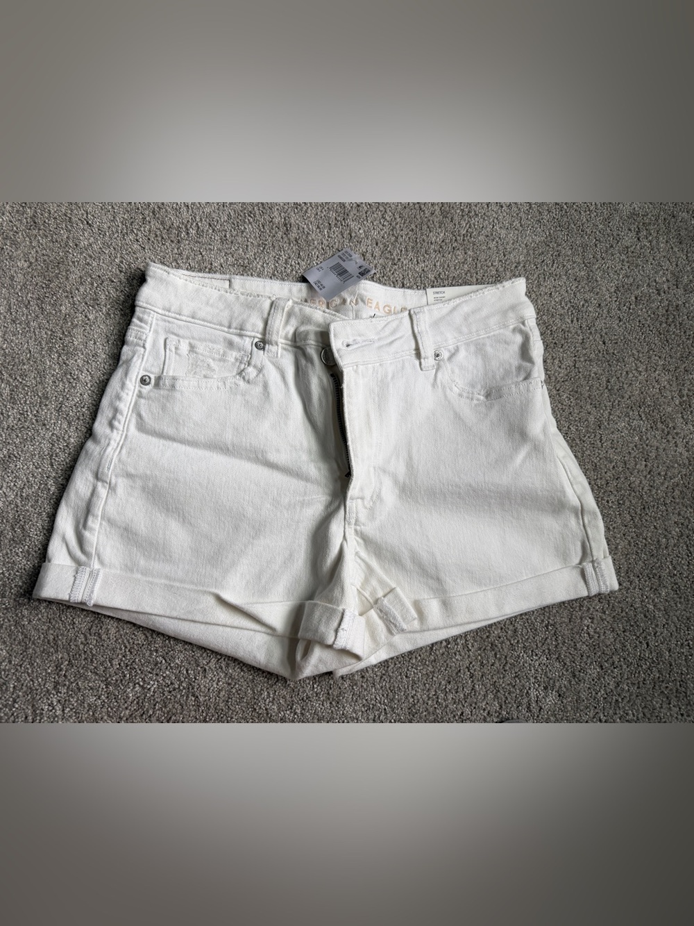 American Eagle Outfitters White Denim Roll-Hem Shorts